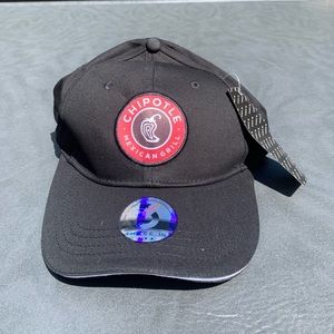 Brand New Red and black Chipotle Mexican Grill Cap Three In A5
